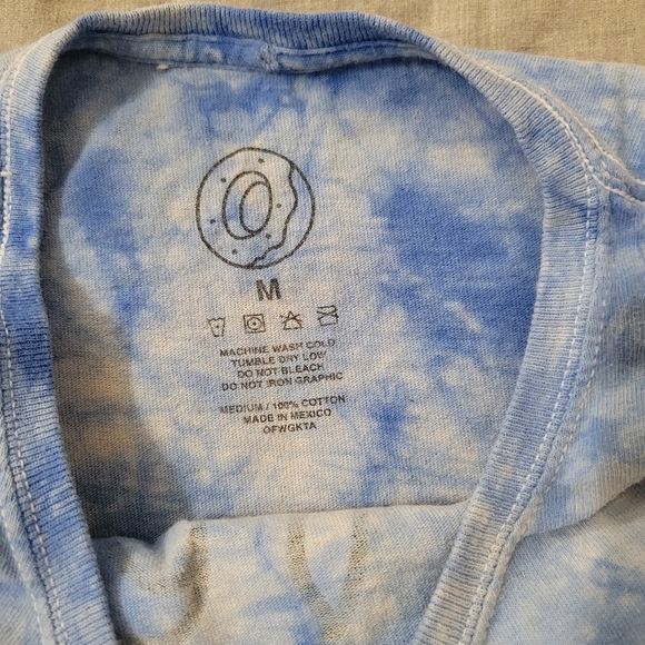 Odd Future Women Top Medium Blue Tie Dye T-Shirt Donut Graphic Short Sleeve Tee - Picture 3 of 4